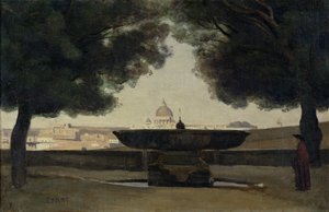 A Fonte da Academia Francesa em Roma, 1826-27 de Jean Baptiste Camille Corot
